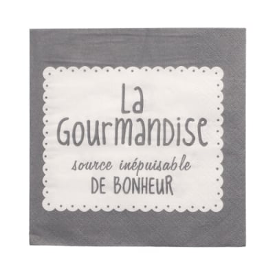 Papstar 20 Servietten, 3-lagig 1/4-Falz 33 cm x 33 cm grau &quot;La Gourmandise&quot;