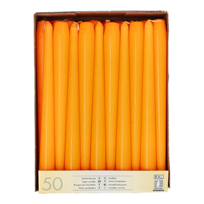 50 Leuchterkerzen &Oslash; 2,2 cm x 25 cm orange