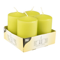 4 Stumpenkerzen &Oslash; 50 mm x 80 mm kiwi