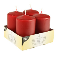 4 Stumpenkerzen &Oslash; 50 mm x 80 mm bordeaux