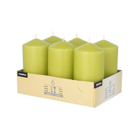 6 Stumpenkerzen &Oslash; 60 mm x 115 mm kiwi