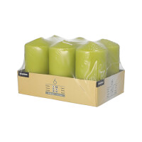 6 Stumpenkerzen &Oslash; 60 mm x 115 mm kiwi