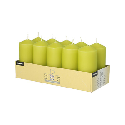 10 Stumpenkerzen &Oslash; 40 mm x 90 mm kiwi