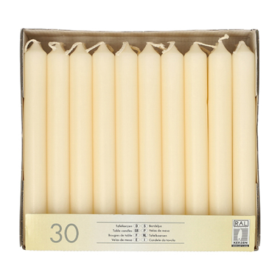 30 Tafelkerzen &Oslash; 2,1 cm x 19,6 cm creme