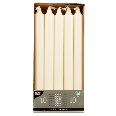 Papstar 10 Kronkerzen &Oslash; 2,2 cm x 24 cm weiss aus 100 % Stearin