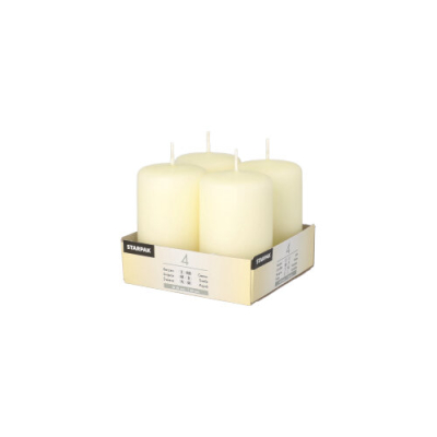 4 Stumpenkerzen &Oslash; 50 mm x 80 mm elfenbein "Ivory" mit Flachkopf