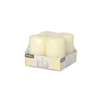 4 Stumpenkerzen &Oslash; 50 mm x 80 mm elfenbein "Ivory" mit Flachkopf