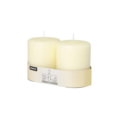 2 Stumpenkerzen &Oslash; 80 mm x 100 mm elfenbein "Ivory" mit Flachkopf