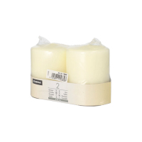 2 Stumpenkerzen &Oslash; 80 mm x 100 mm elfenbein "Ivory" mit Flachkopf