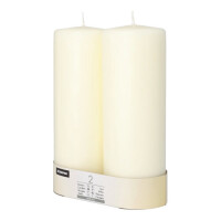 2 Stumpenkerzen &Oslash; 80 mm x 220 mm elfenbein "Ivory" mit Flachkopf