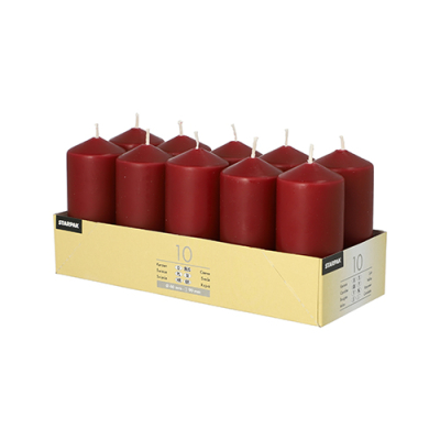 10 Stumpenkerzen &Oslash; 40 mm x 90 mm bordeaux