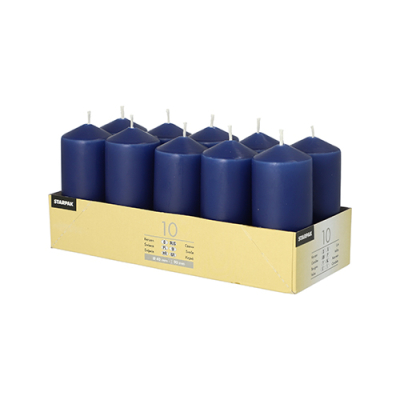 10 Stumpenkerzen &Oslash; 40 mm x 90 mm dunkelblau