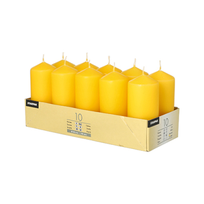 10 Stumpenkerzen &Oslash; 40 mm x 90 mm goldgelb