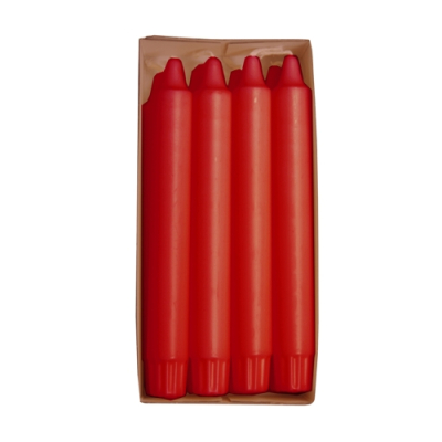 Papstar 8 Kronkerzen &Oslash; 2,4 cm x 20 cm rot aus 100 % Stearin