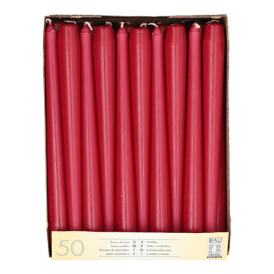 50 Leuchterkerzen &Oslash; 2,2 cm x 25 cm bordeaux