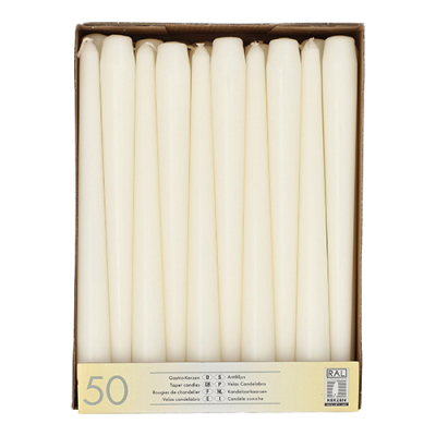 50 Leuchterkerzen &Oslash; 2,2 cm x 25 cm weiss