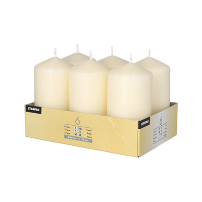 6 Stumpenkerzen &Oslash; 60 mm x 115 mm creme