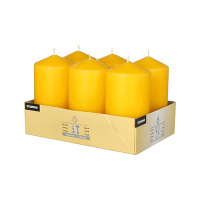 6 Stumpenkerzen &Oslash; 60 mm x 115 mm goldgelb