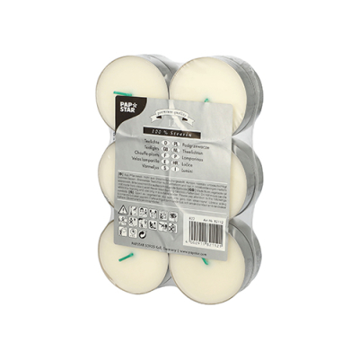 Papstar 12 Maxi Lichte &Oslash; 59 mm x 20 mm weiss aus 100 % Stearin