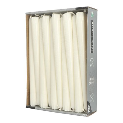 Papstar 30 Leuchterkerzen &Oslash; 2,2 cm x 24 cm weiss aus 100 % Stearin