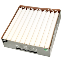 Papstar 30 Kronkerzen &Oslash; 2,2 cm x 24 cm weiss aus 100 % Stearin