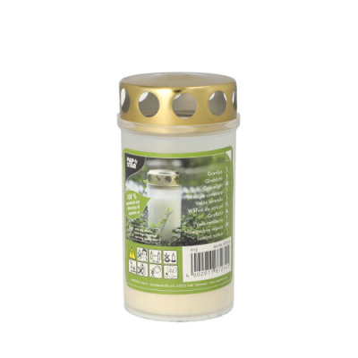 Papstar &Atilde;&ndash;l-Licht T3, 100 % Pflanzenfett &Oslash; 6,5 cm x 12,5 cm weiss transparente H&uuml;lle, mit Golddeckel