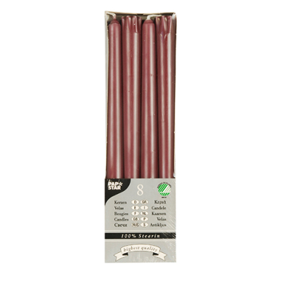 Papstar 8 Leuchterkerzen &Oslash; 2,2 cm x 25 cm rost aus 100 % Stearin