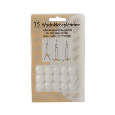 15 Wachsklebepl&auml;ttchen &Oslash; 15 mm weiss