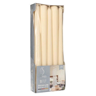 10 Leuchterkerzen &Oslash; 2,3 cm x 25 cm creme