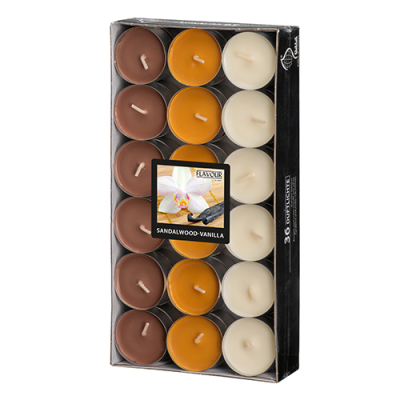 36 "Flavour by GALA" Duftlichte &Oslash; 38 mm x 17 mm elfenbein - Sandalwood-Vanilla "Ton in Ton"