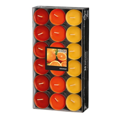 36 &quot;Flavour by GALA&quot; Duftlichte &Oslash; 38 mm &Acirc;&middot; 17 mm orange - Orange &quot;Ton in Ton&quot;