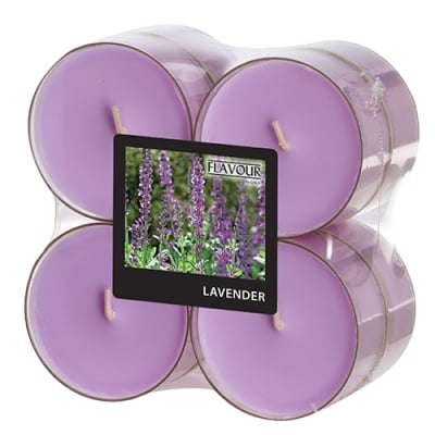 8 &quot;Flavour by GALA&quot; Maxi Duftlichte &Oslash; 59 mm &Acirc;&middot; 24 mm violett - Lavender in Polycarbonath&uuml;lle