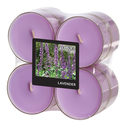 8 "Flavour by GALA" Maxi Duftlichte &Oslash; 59 mm x 24 mm violett - Lavender in Polycarbonath&uuml;lle