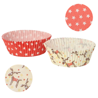 Papstar 60 Backf&ouml;rmchen &Oslash; 5 cm x 2,5 cm "Elk &amp; Stars" sortiert