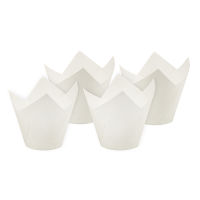 Papstar 200 Backf&ouml;rmchen &Oslash; 5 cm x 8,5 cm weiss "Tulip"